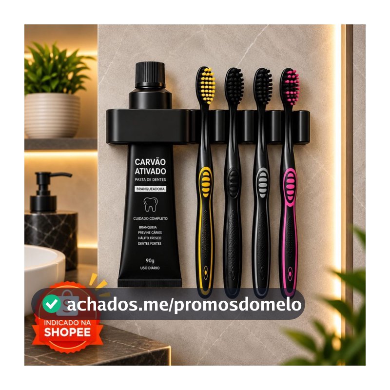 Porta Escova de Dentes Organizador Banheiro Suporte Pasta Dental Autoadesivo de Parede