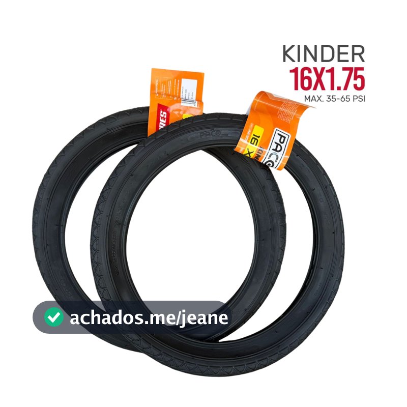 Pneu Aro 16x1.75 Paco Kinder para Bicicleta Bike Aro 16 Infantil Mirim