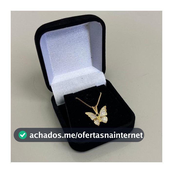 Colar Feminino Borboleta Zircônia Caixinha Cordão Veneziano Banhado a Ouro 18k