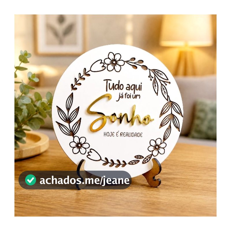 Placa Decorativa Sonho Decoração Casa Sala Luxo Escultura Minimalista Prateleira Rack Quadros Parede