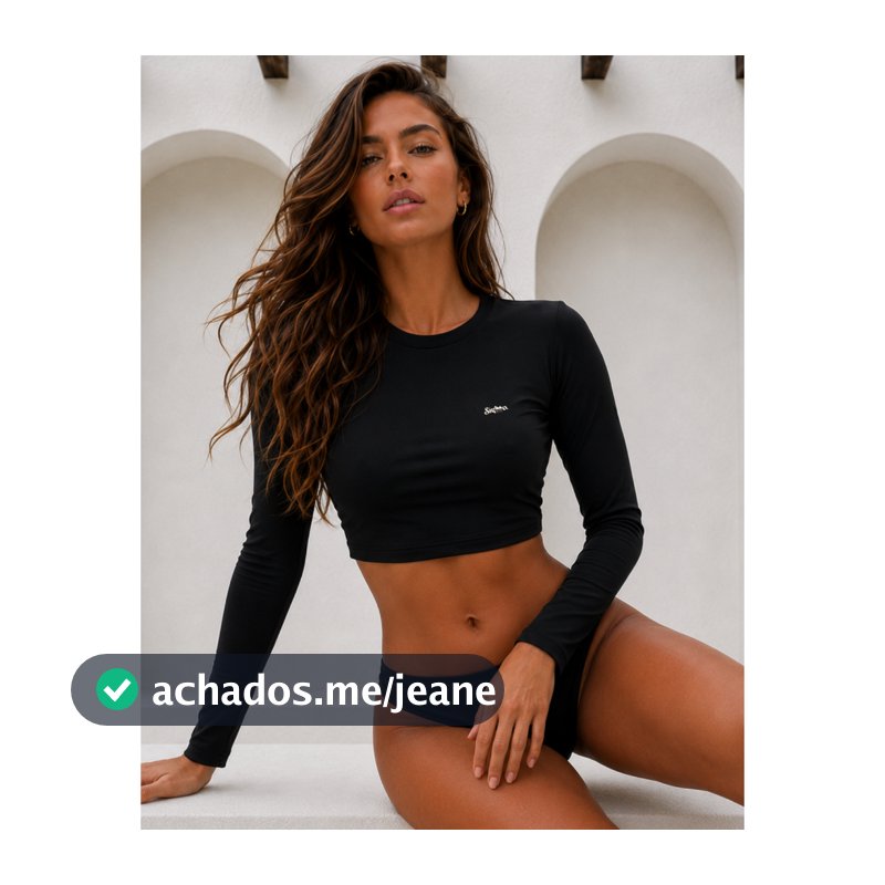 Conjunto Feminino Cropped Manga Longa Blusinha Proteçao Solar Uv Calcinha Fio Asa Delta Moda Praia