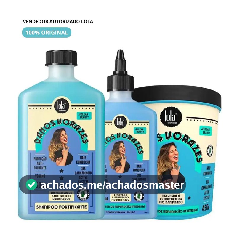 Kit Lola Cosmetics Danos Vorazes - Shampoo e Máscara de Reconstrução e Booster 250ml