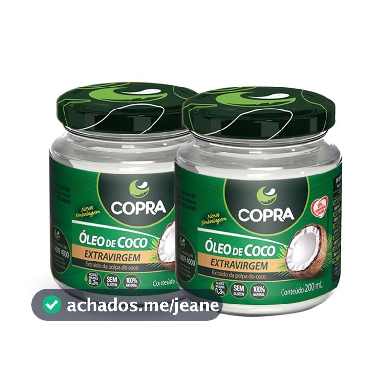 Kit com 2 unidades Óleo de Coco Extra Virgem 200ml Copra