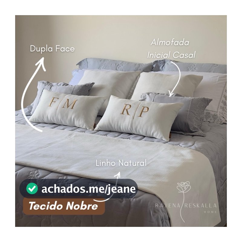 Kit Manta Peseira de Linho + Almofadas Bordadas Cama e Sofá Cama Casal Queen King Decoração