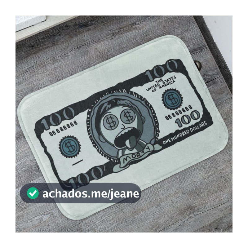 Tapetes de Porta Decorativo Morty Dolar para Entrada Antiderrapante 55x35