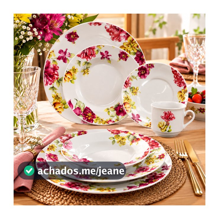Aparelho De Jantar Porcelana 20 Peças Le Jardin Floral