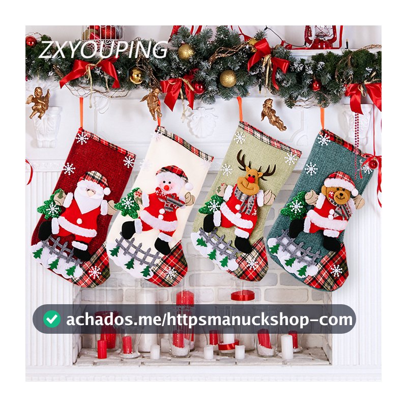 Bonito Natal Meia Saco De Doces Papai Noel Presente Ano Novo Decoração Para Casa Árvore De Pingente Boneco De Neve Elk U