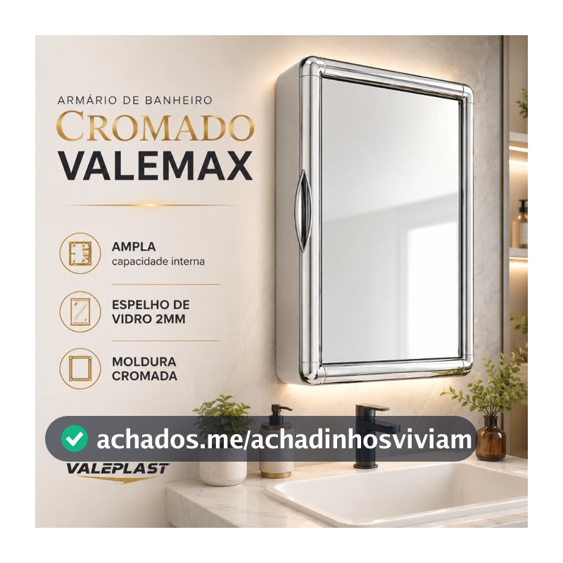 Armário Banheiro Plástico Espelho Vidro 2mm Moldura Preto Cromada Branco Espelheira Sobrepor Embutir parafusos buchas
