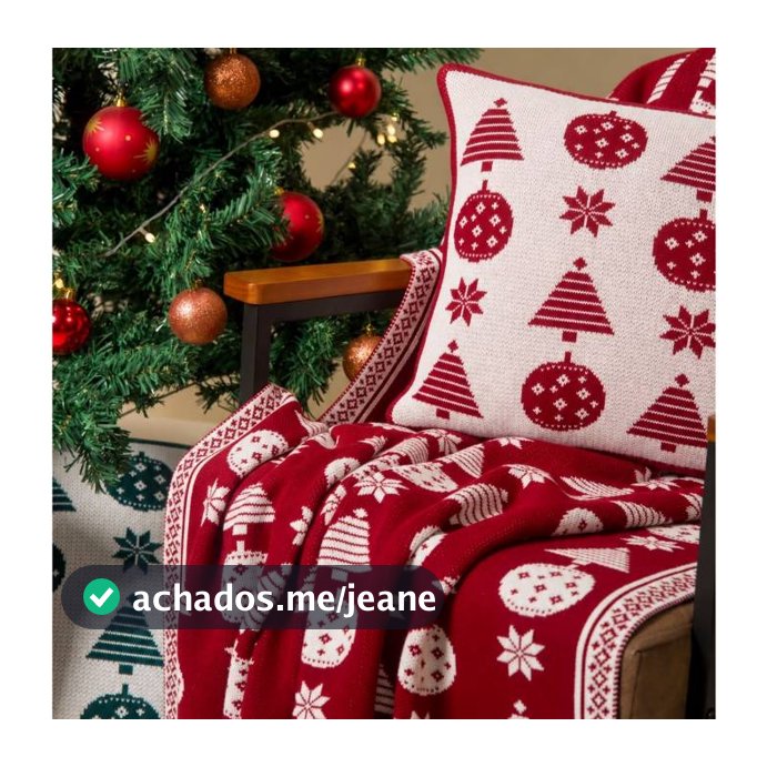 Kit Manta Natal Sofa Poltrona + 2 Capas Almofada Natal Tricot Ziper Decoração