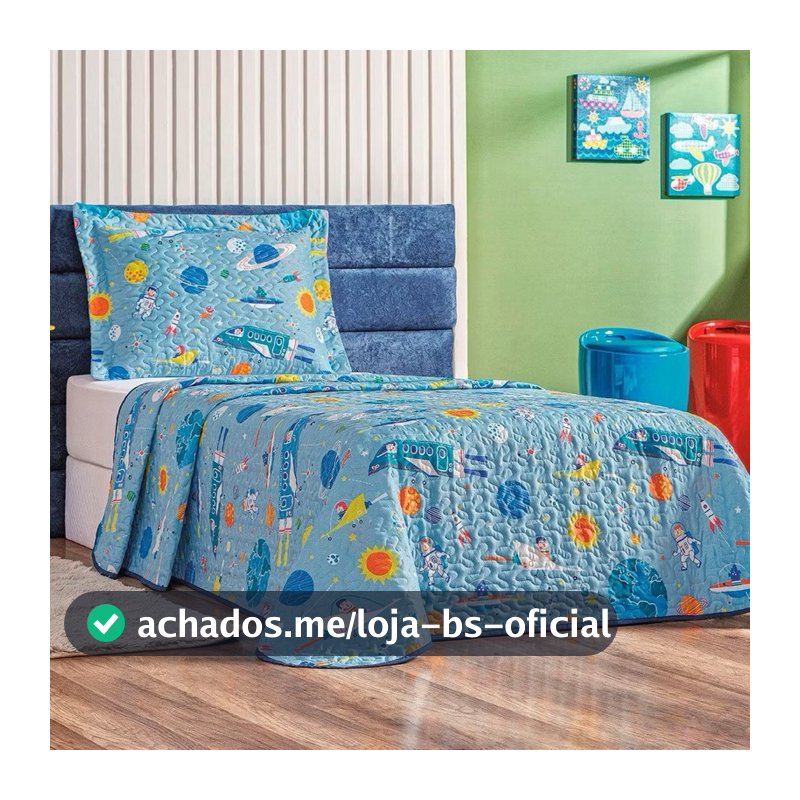Kit Colcha Cobre Leito Infantil  Solteiro Matelassê Bouti 1,60 x 2,40m Dupla Face 2 Peças C/ Viés