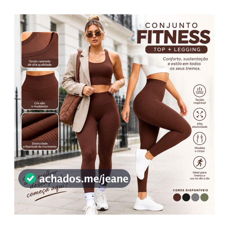 Conjunto kit Calça Legging Canelada Premium de Cintura Alta Sem Costura Academia Feminina Elástica e Fitness