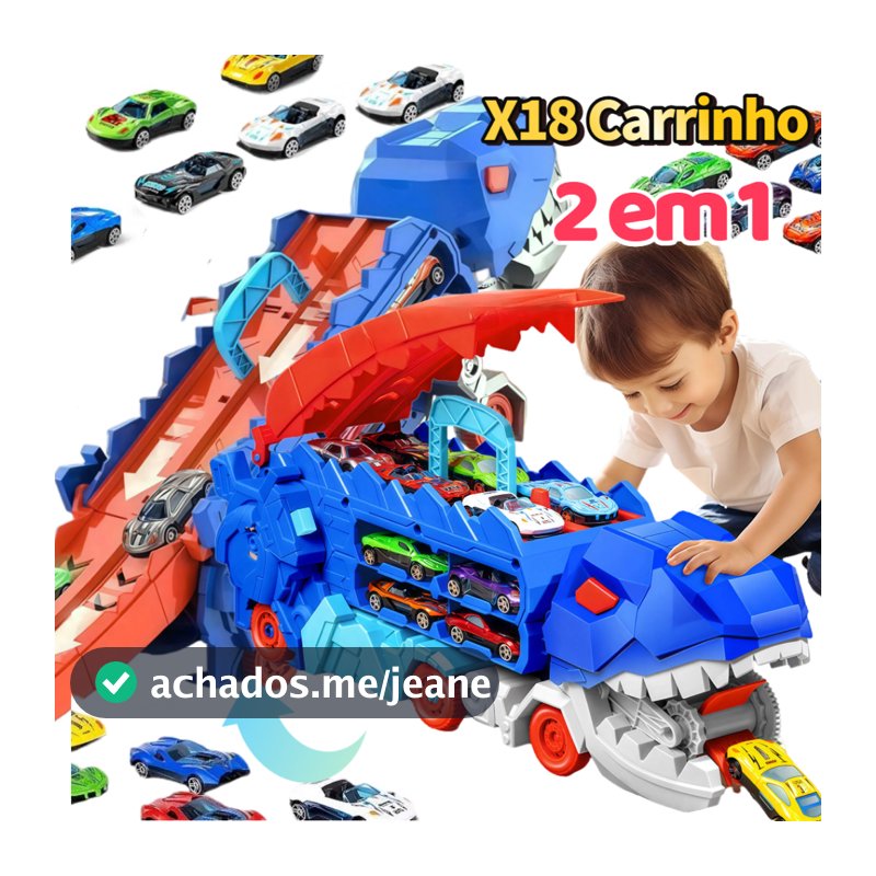 Medoosi Infantis Grande Brinquedo Carros De Pista Dinossauro Caminhão +18 Carrinho Kit /Monster Truck Transformes 2 em 1