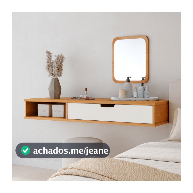Penteadeira Camarim Suspensa  Gaveta  Porta Joias Console Aparador Quarto Branco Decoração Moderna