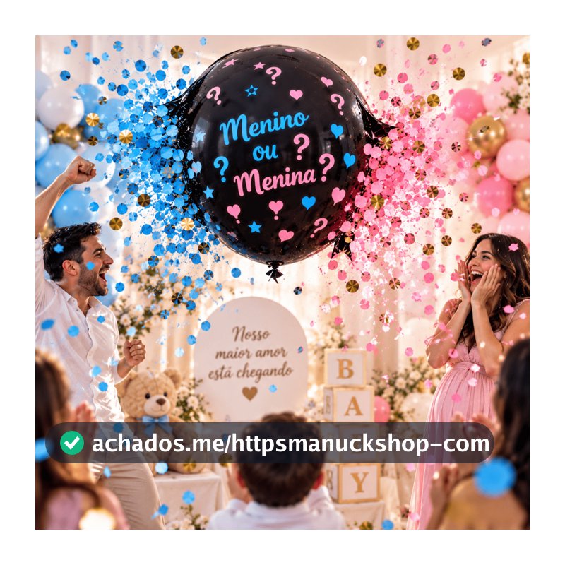 Balão Bexiga Chá Revelação Confete Azul Rosa Menino Menina Boy Girl 36 Polegadas Descubra Bebê Festa