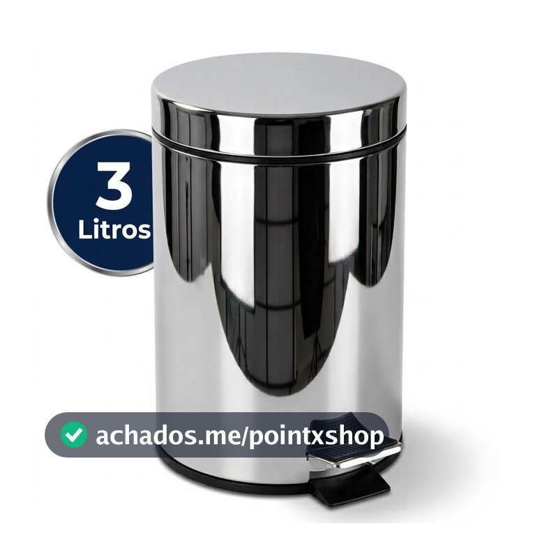 Lixeira Inox 3 Litros c/ Pedal e Cesto Removível Lixo Pequeno Banheiro Cozinha Casa Escritório