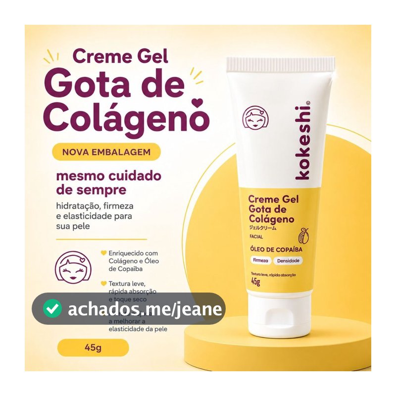 Creme Gel Facial Gota de Colágeno Kokeshi 45G