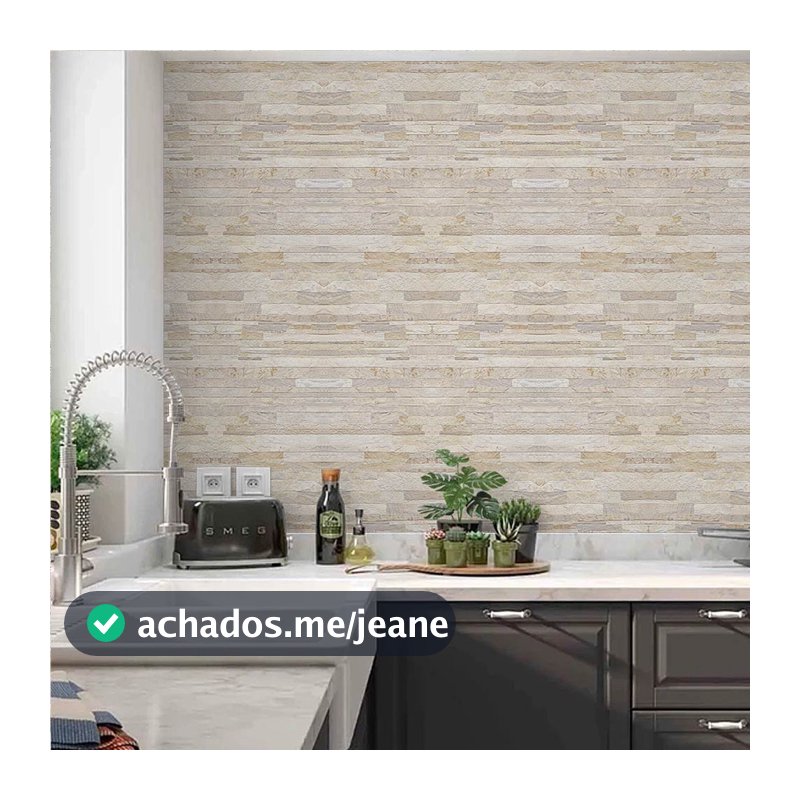 Adesivo de Parede Lavável Pedras 1 Metro Decoração para Sala e Quarto Papel Parede Tijolinho Branco
