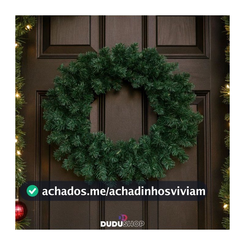 Guirlanda Natal Festão Aramado Coroa 40cm 120 Galhos Verde Decoração Natalina Guirlanda Festas VMP