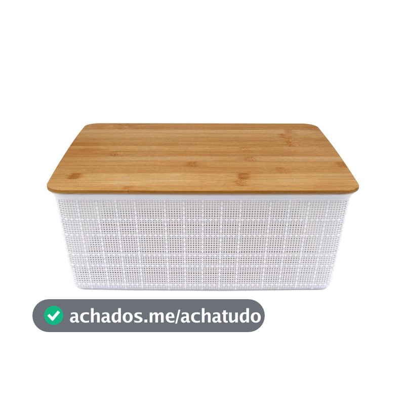 Caixa Organizadora com Tampa Bambu Branco 13cm - A\CASA Caixa Organizadora com Tampa  Bambu  Branco - A\CASA