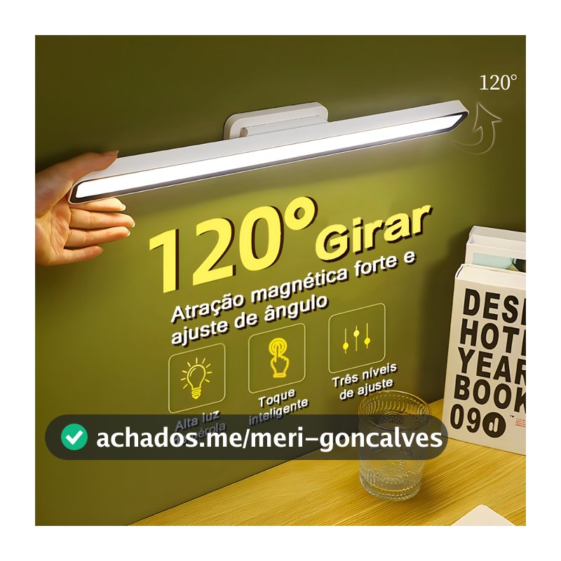 45CM Luminária De Led Sobrepor Bastão Recarregável Sem Fio Com Suporte Magnético E Touch