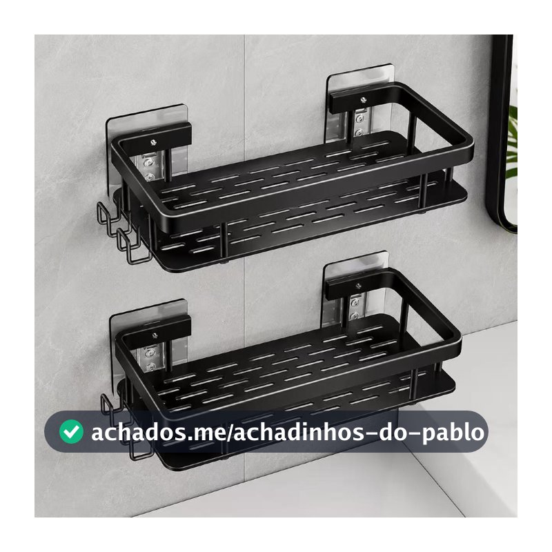 1/2/3 Suporte De Shampoo Preto Organizador Alta qualidade Prateleira De Banheiro Sem Furo Premium-Space Alumínio