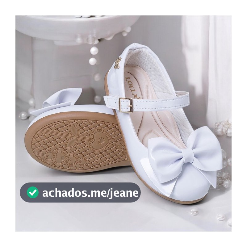 Sapatilha Infantil Menina Branca Confortável Verniz Laço Festa Casamento Batizado 20 ao 34