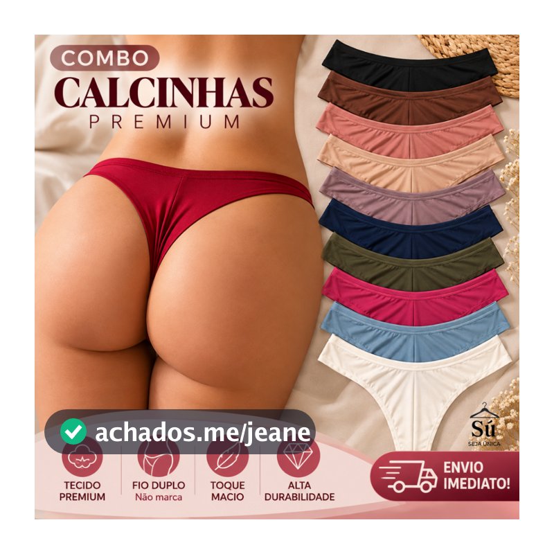 KIT 10 Calcinhas Fio Duplo Levanta Bumbum Confortável Forro em Algodão Sensual