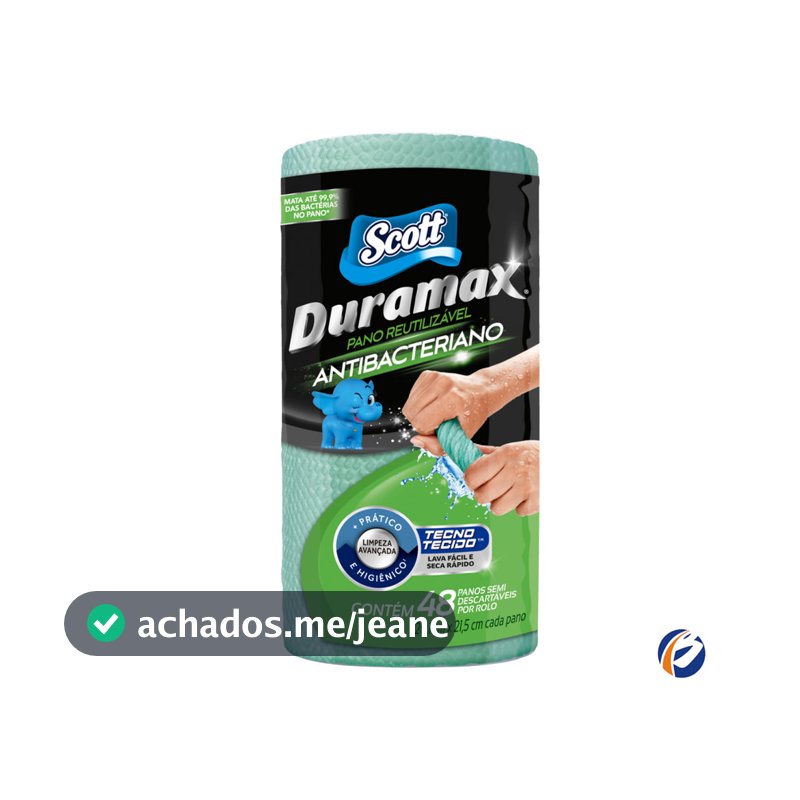 Pano Multiuso Antibacteriano 20,1x21,5 com 48 unidades Duramax Scott
