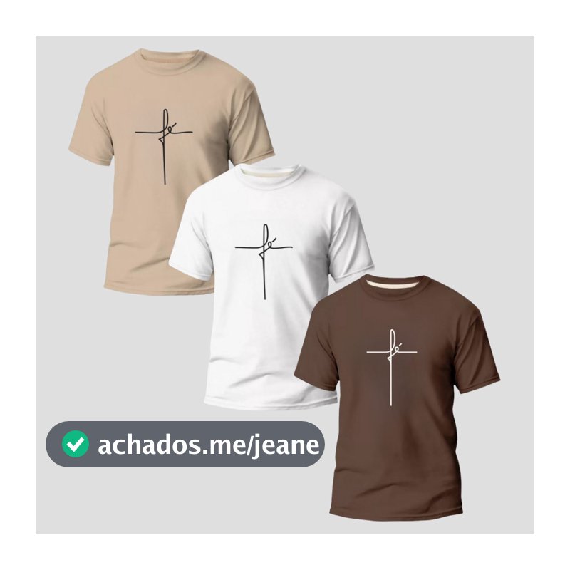 Kit 3 Camisetas Masculinas Slim 100% Algodão Premium Estilosa Cristã Gospel Minimalista Street