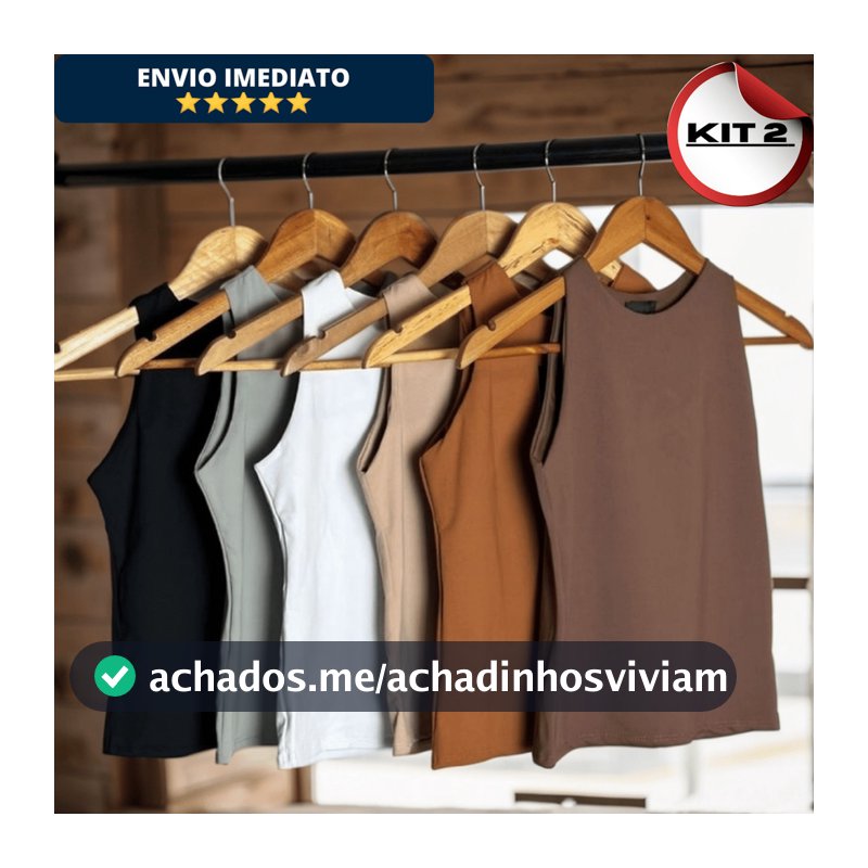 KIT 2 Regata Blusinha Feminina Suplex Duplo Básica Elegante Blogueira Tendencia