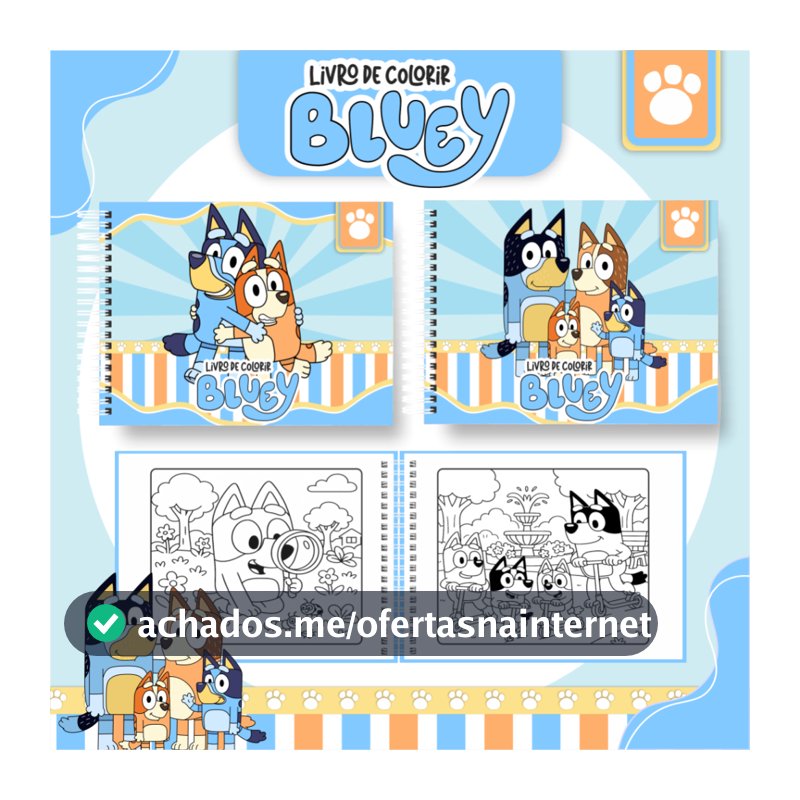 Livro de Colorir BLUEY Capa Dura e Folha GROSSA 50 Páginas / PROMOÇÃO