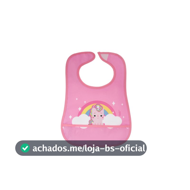 Babador Infantil Impermeável Rosa Unicórnio Bolso Coletor Bpa Free Fácil Limpeza Ajustável Bebês