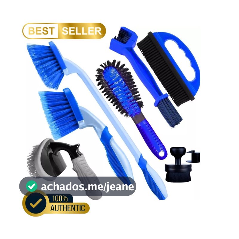 KIT ESCOVA LIMPA PNEU CAIXA RODA CURTA LONGA CORRENTE FURO RODA  REMOVE PELOS E APLICADOR PRETINHO