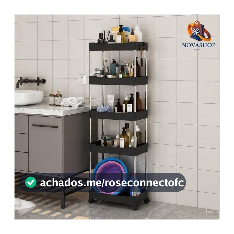 Organizador Móvel Com 4 Prateleiras Para Diversos Itens Com Rodinha