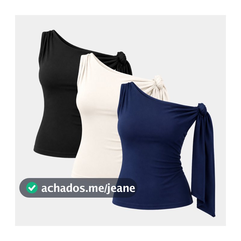 Blusa Feminina Assimétrica de amarração no ombro dia a dia básica suplex premium de alta compressão ideal para o verão