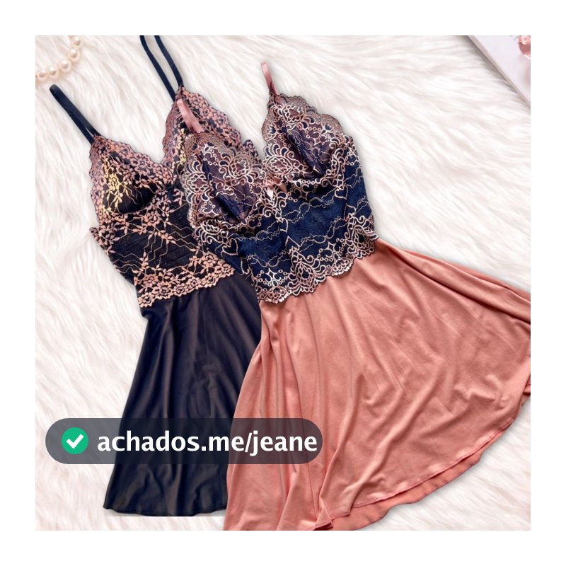Mit Lingerie Kit 2 Vestido Camisola Sensual De Renda Sem Bojo Com Microfibra e Regulagem