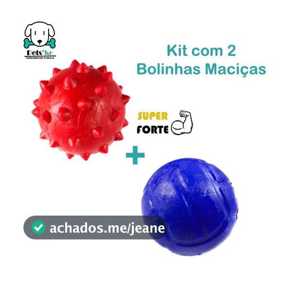 Bola Brinquedo para Cachorro Bolinha Dura 1 Bola Cravo + 1 Bola Lisa  Bola Maciça Pet 65mm