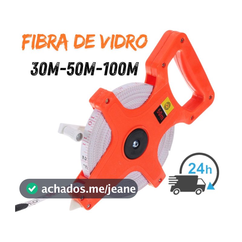 Trena De 50 Metros Fita De Fibra De Vidro Aberta 30m 50m 100m X 14mm