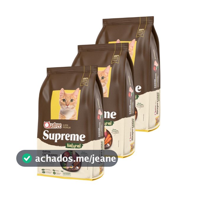 Kit 3 Pacotes de Ração quatree supreme para Gatos Castrados  Batata Doce