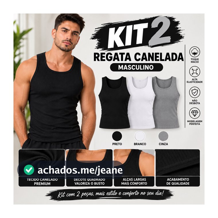 kit regata canelada ribana algodão masculina estilo americano academia dia a dia estiloso