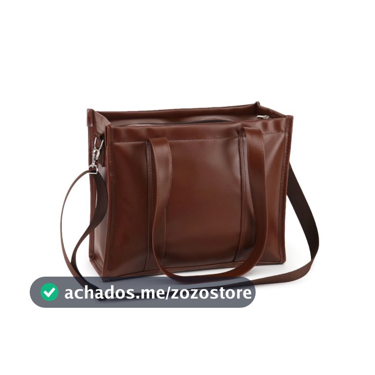 Bolsa Tote Midi com Alça Marrom Cacau