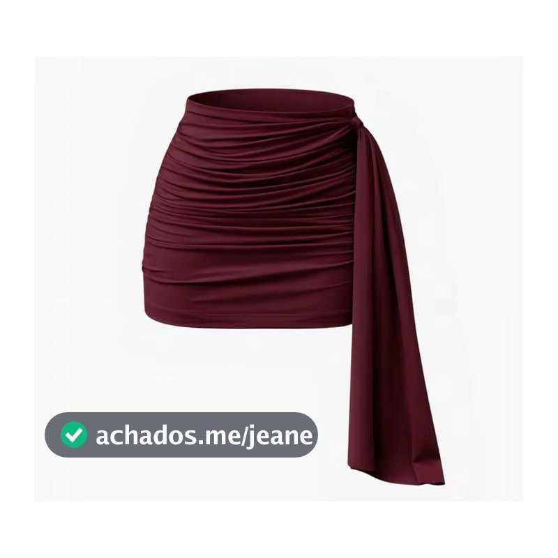 Saia Curta Moda Gringa Com Detalhe na Lateral e Plissado Suplex