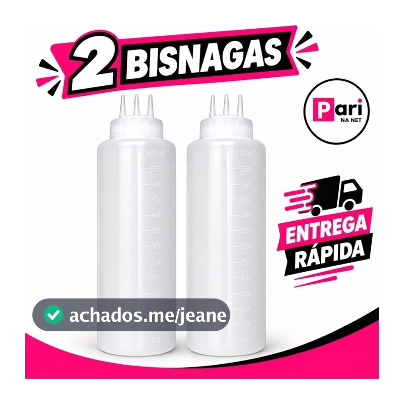 Kit 2 Bisnagas Flexíveis Com 3 Bicos 1 Litro P/ Molhos Ketchup Mostarda Maionese