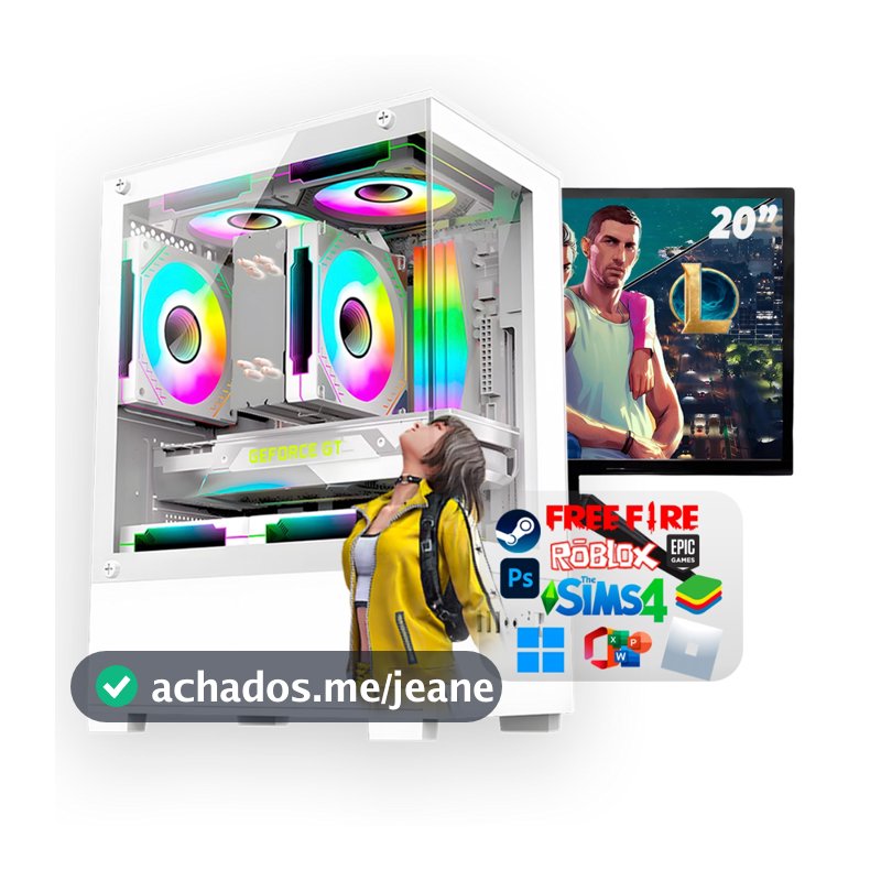 Computador PC Gamer Branco Intel Core i5 3.4Ghz Placa GeForce 1GB 16GB RAM / SSD 480GB / Monitor 19"