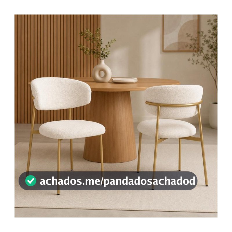 Kit 2 Cadeiras para Sala de Jantar Moderna em Courino ou Bouclê Premium | Base em Aço Carbono Reforçado | Elegante luxo