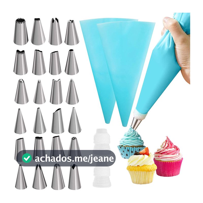 24 PÇS Conjunto De Saco De Confeiteira De Silicone Com Bico De Para Decoração Com Creme Confeitaria