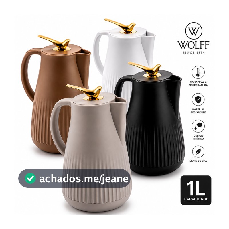 Garrafa Térmica De Água Café 1L New Bird Gatilho Pássaro Decoração Chá Wolff Luxo Click Tuut