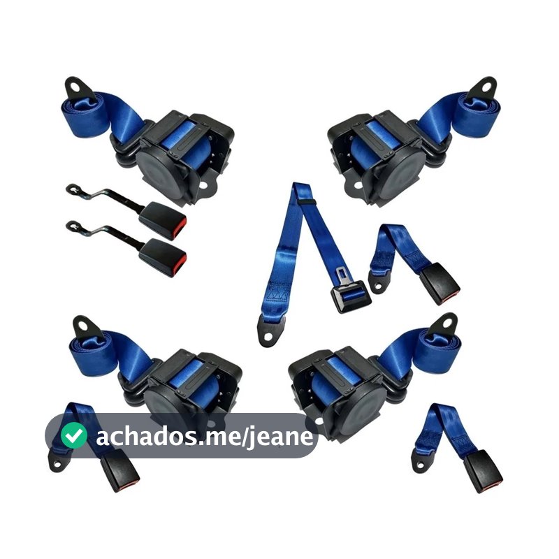 Kit Cinto De Segurança Completo Retrátil Vw Gol G3 5 Bancos AZUL