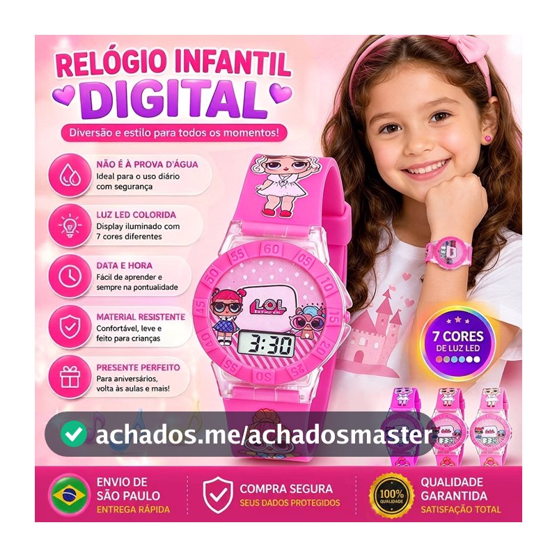 Relógio Musical Infantil Menino Menina Relógio Digital Envio Imediado