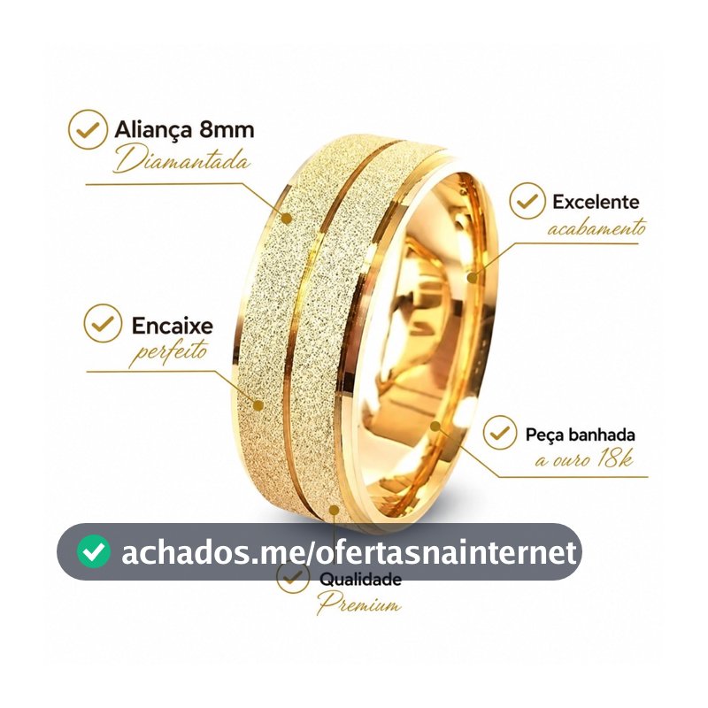 Aliança Banho  Moeda antiga Diamantada com brilho (Unidade) COD-18